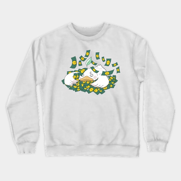 Money falling Doo Doo duck Crewneck Sweatshirt by LaartStudio